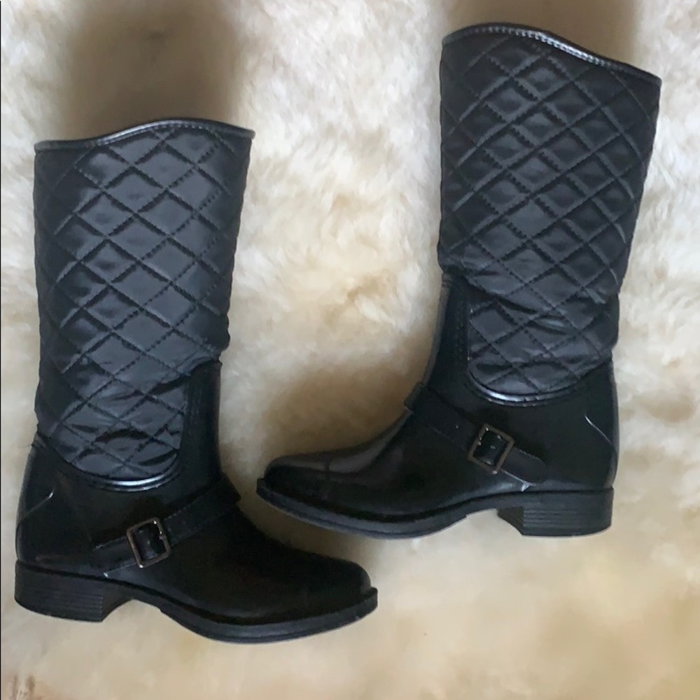 Merona Velma Black Quilted Rain Boots